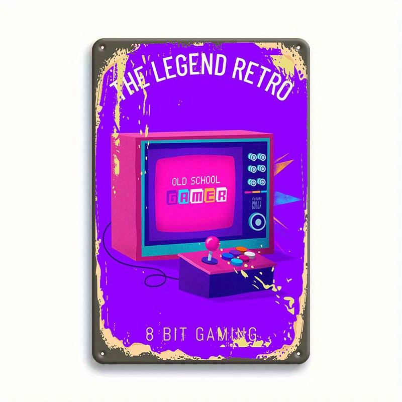 Retro Gaming Lounge - Plaque décorative en métal sur le