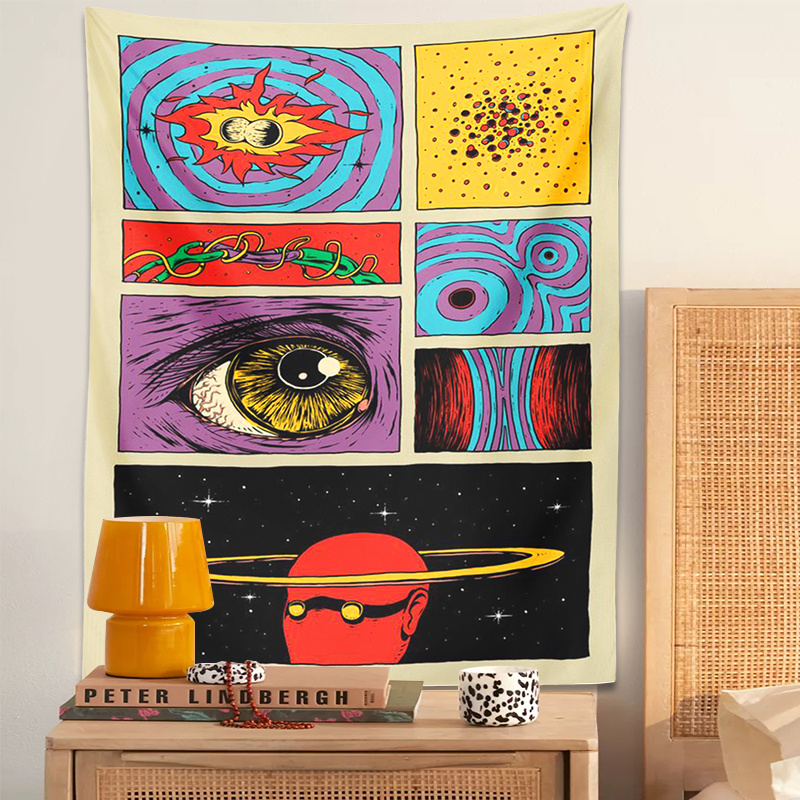 Retro Gaming Gadgets - VIKAMA Tapisserie murale d'art psychédélique style