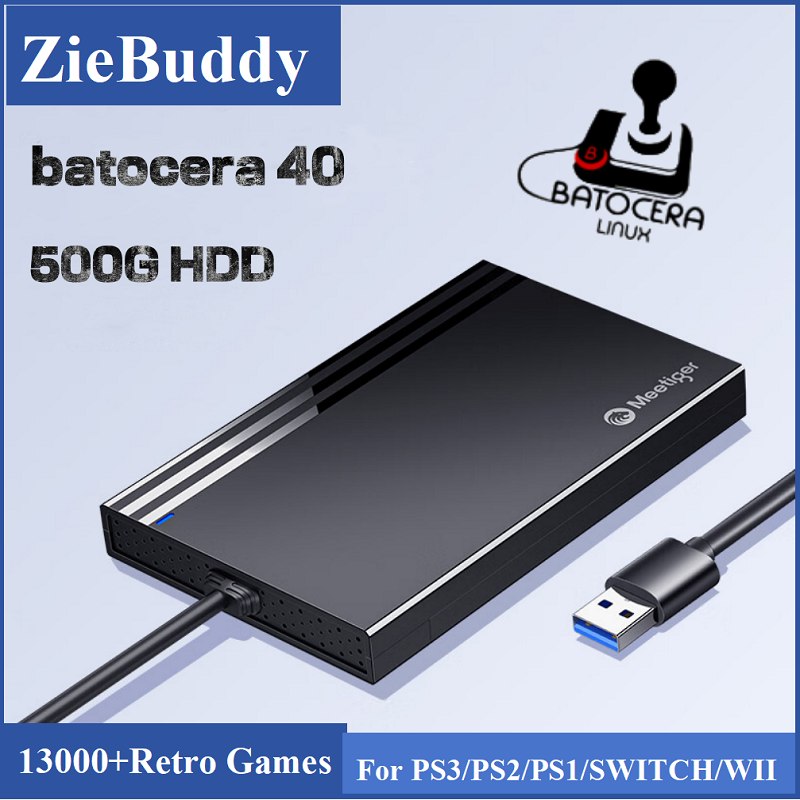 Retro Gaming Hard Drive - Console ZieBuddy Batocera 40 Linux 500G