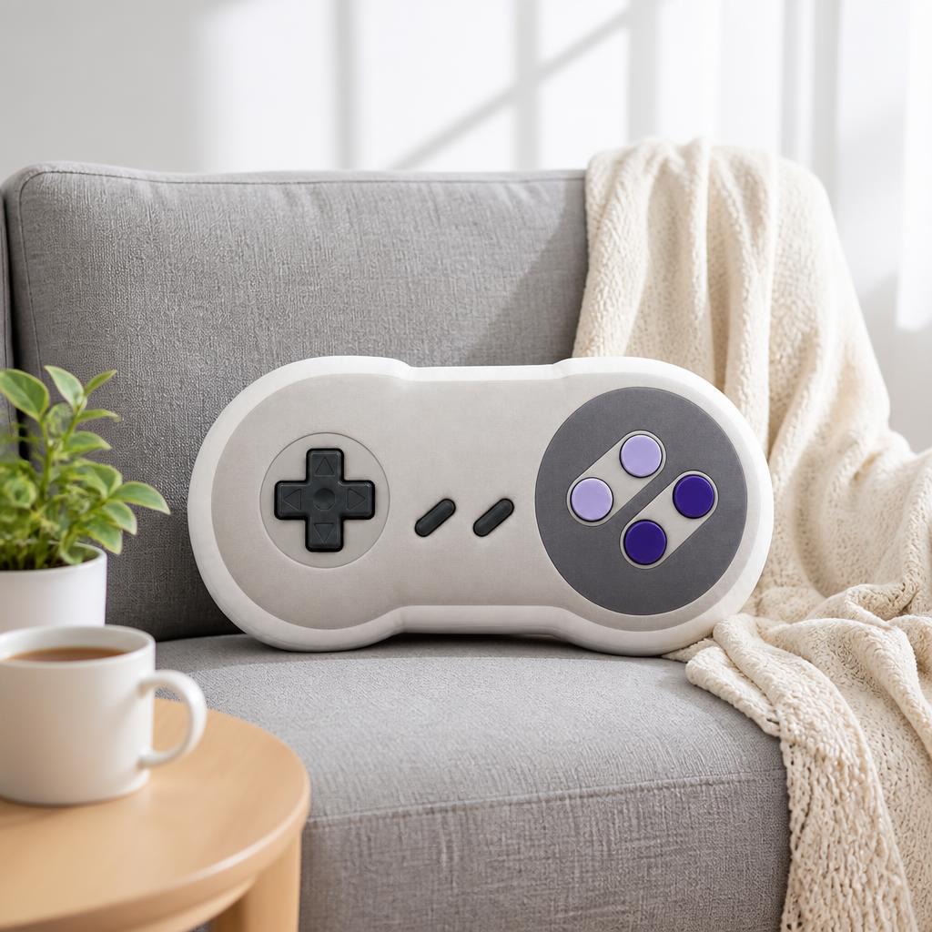 Retro Gaming Lounge - Coussin en peluche manette de jeu