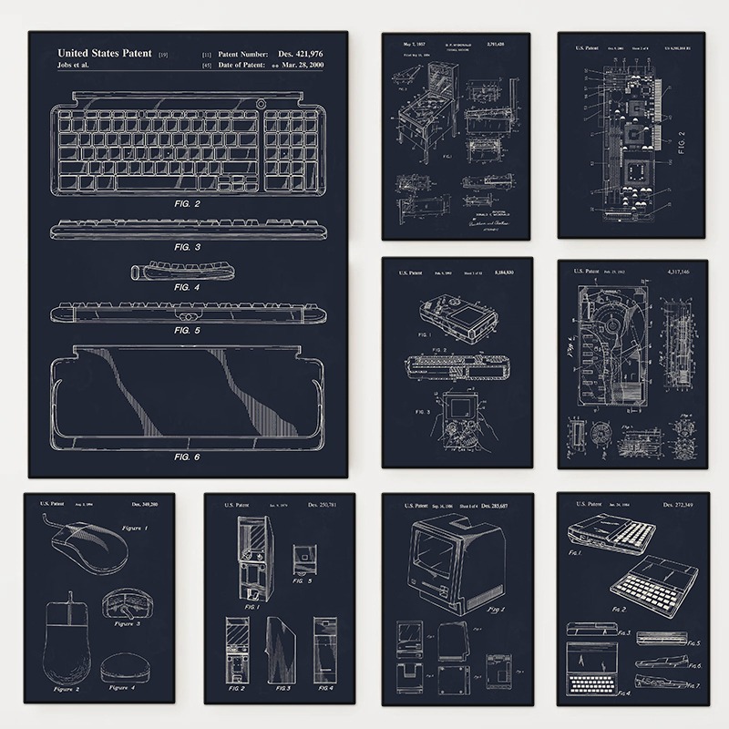 Retro Gaming Life - Affiche de brevets techniques de jeu